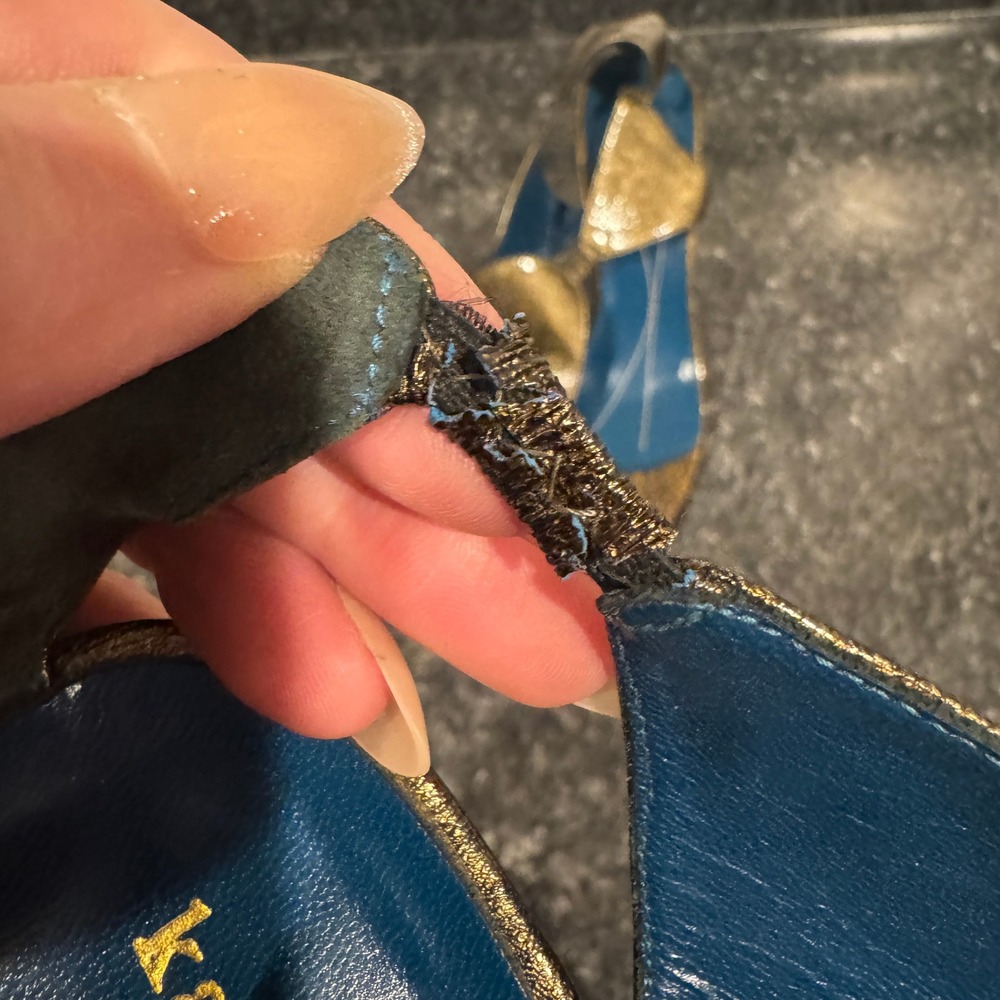 Vintage Kate Spade New York Green Metallic Patent Leather Made in Italy Pumps - Picture 7 of 10